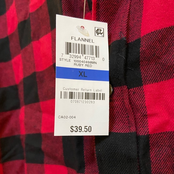 🆕NEW-MEN’S CLUB ROOM BY MACY’S FLANNEL RED AND BLACK PLAID BUTTON DOWN SHIRT. - Picture 6 of 16